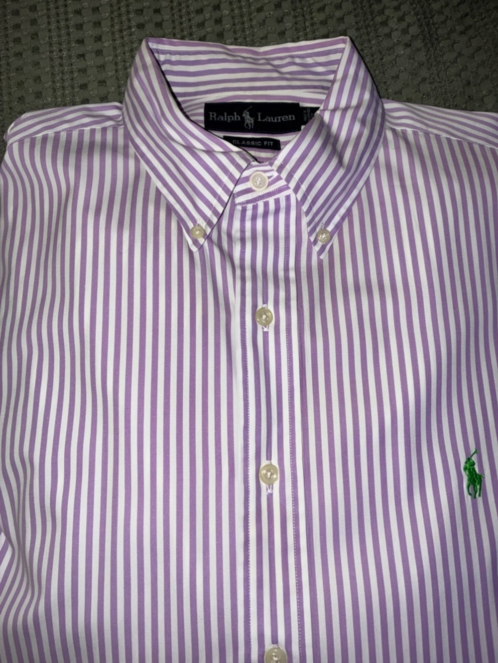 Ralph Lauren Lavender and White Striped Button-Down Shirt